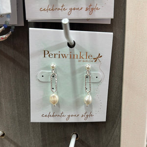 Silver Link Pearl Drop Earrings