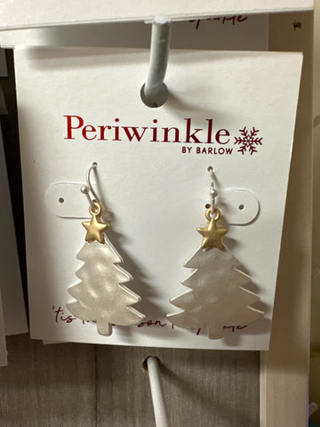 Two Tone Silver Christmas Trees Earrings