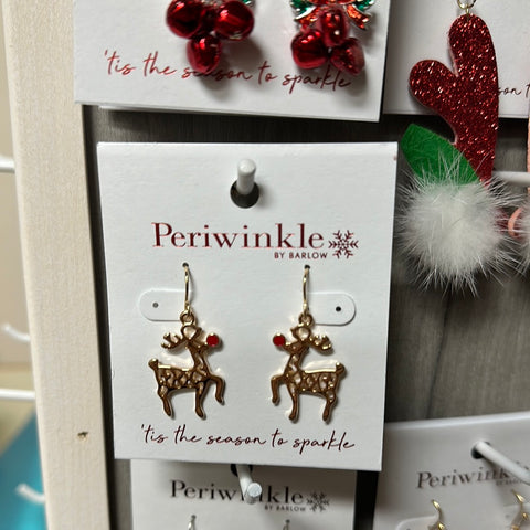 Bright Gold Rudolph Earrings