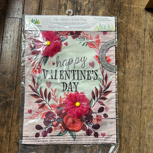 Floral Happy Valentines Day Garden Flag