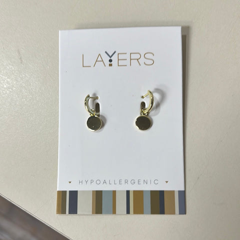 Gold Disc Huggie Layers Earrings