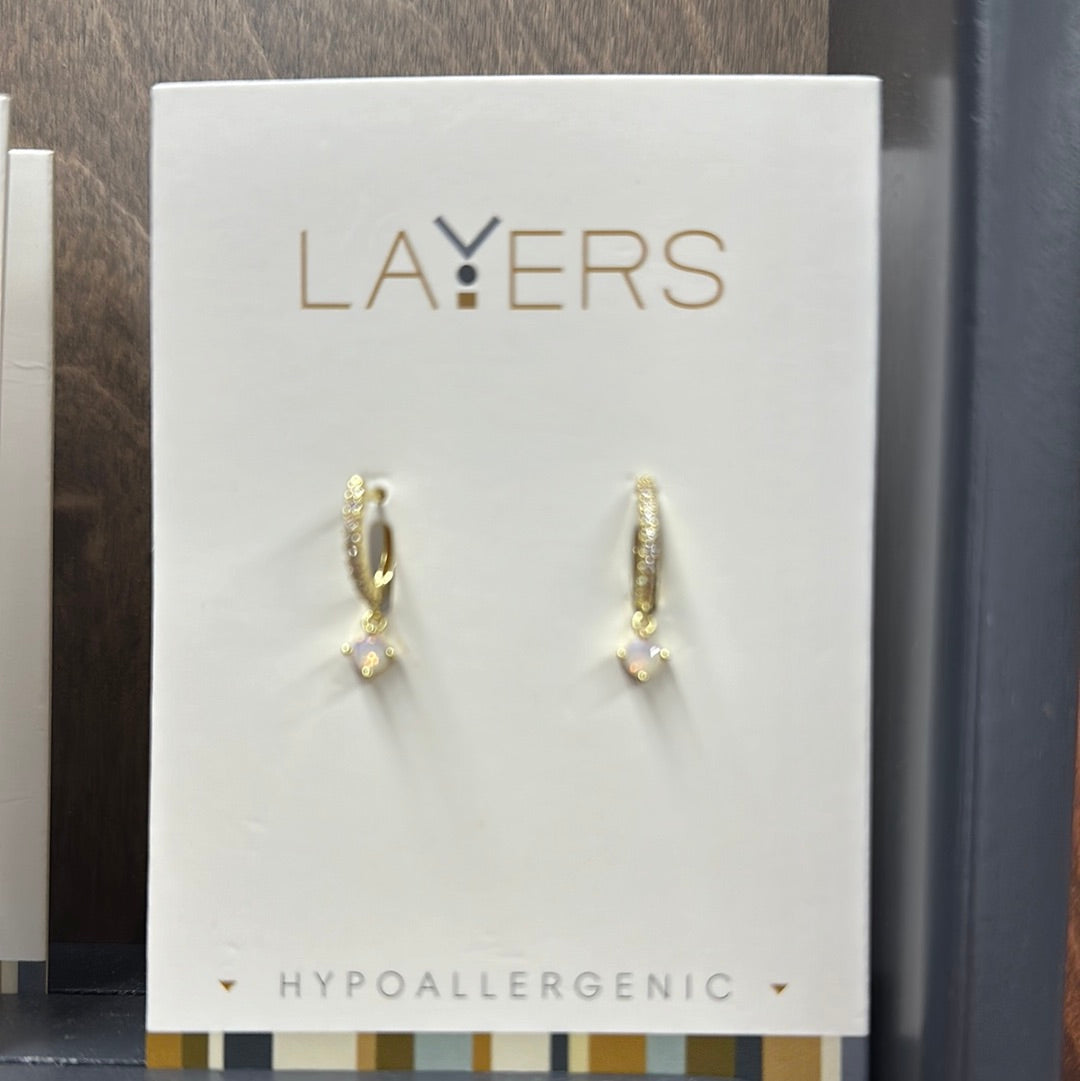 Gold Petite Opal CZ Huggie Earrings