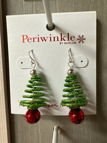 Green Tree Red Jingle Earrings