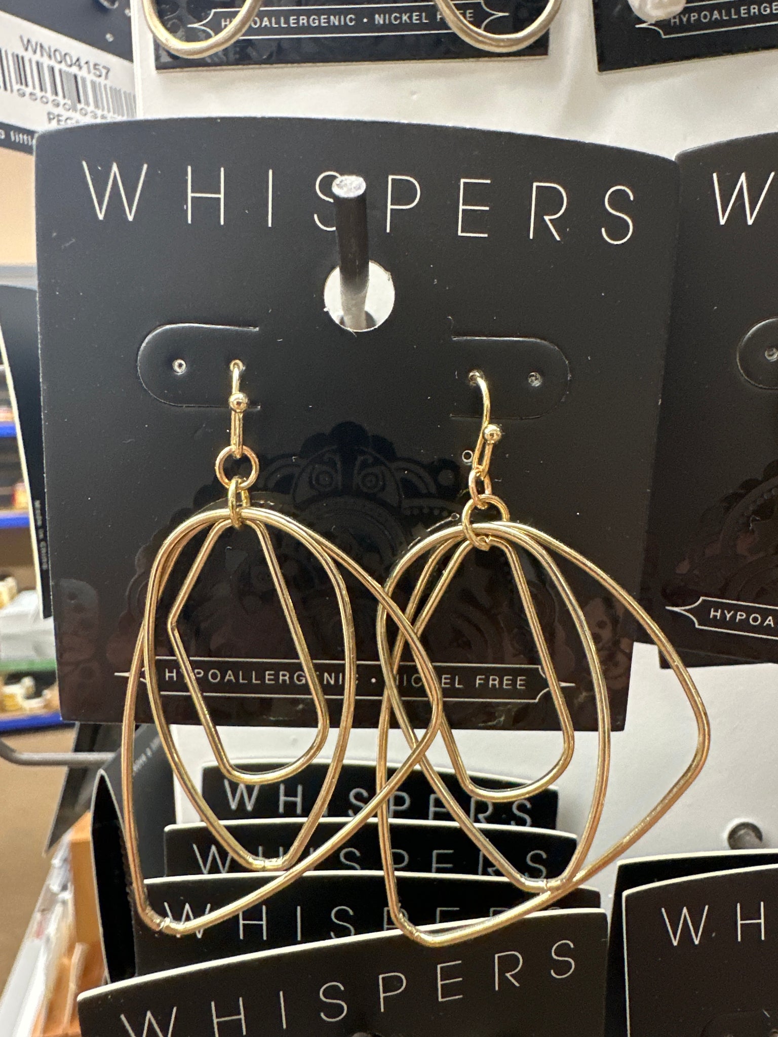 Whispers Triple Gold Teardrop Earrings