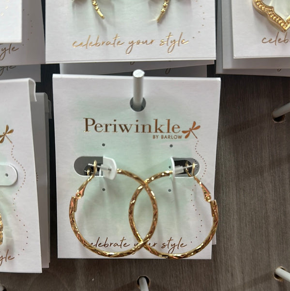 Gold Textured Hoops Earrings