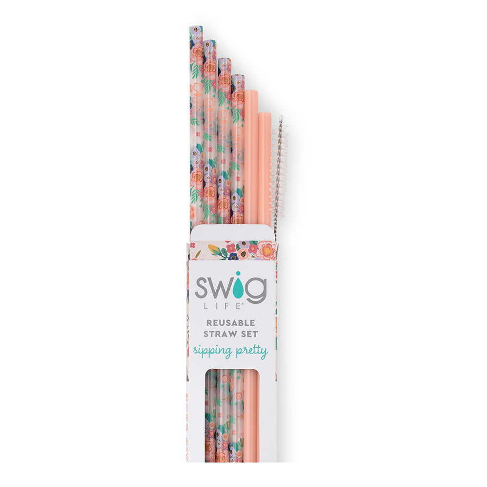 Full Bloom + Coral Reusable Straws