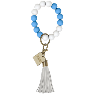 Caroline Blue & White Beaded Bracelet Key Chain