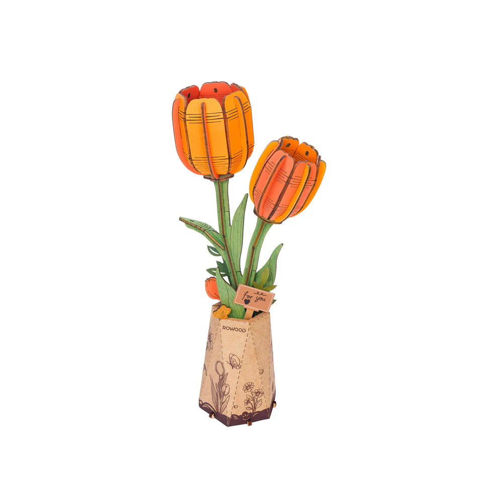 Wooden Bloom Puzzle: Orange Tulip