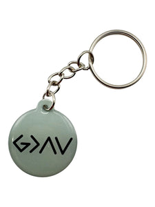 Mint God is Greater Prayer Tag Keychain