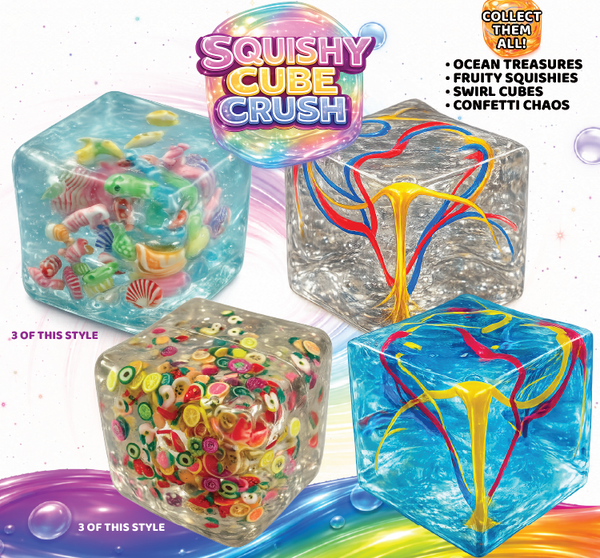 Fun Doh Squishy Charm Cube Fidget Toy - Assorted