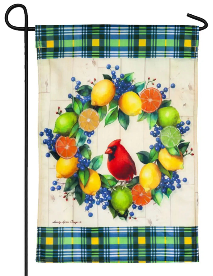 Summer Citrus Wreath Garden Flag
