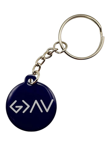 Navy God is Greater Prayer Tag Keychain