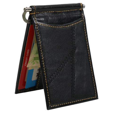 Recycled Leather Money Clip - Black/Grey