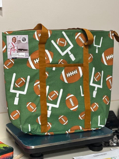 Football Insulated Zipper Tote Bag