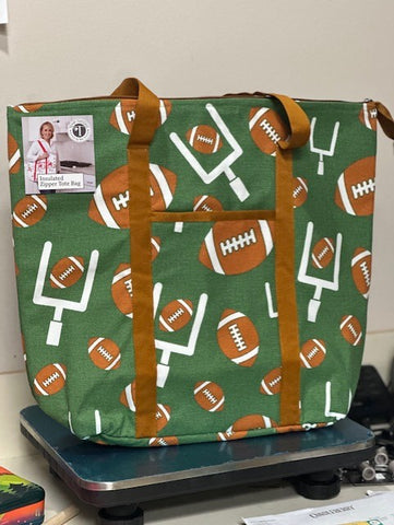Football Insulated Zipper Tote Bag