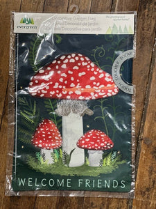 Welcome Friends Mushroom Garden Flag