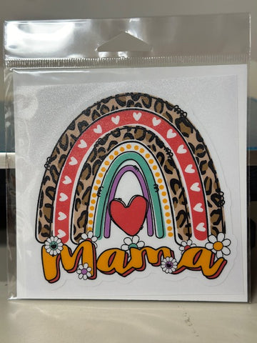 Mama Cheetah Print Rainbow Sticker