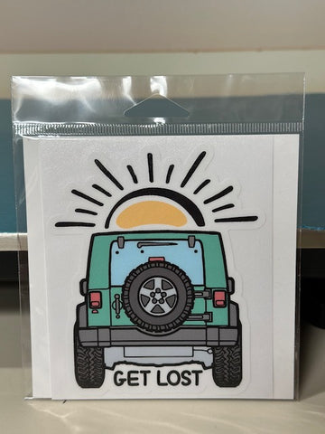 Get Lost Teal Jeep Sticker