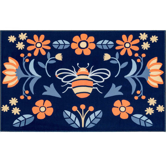 Spring Bees on Navy Rug