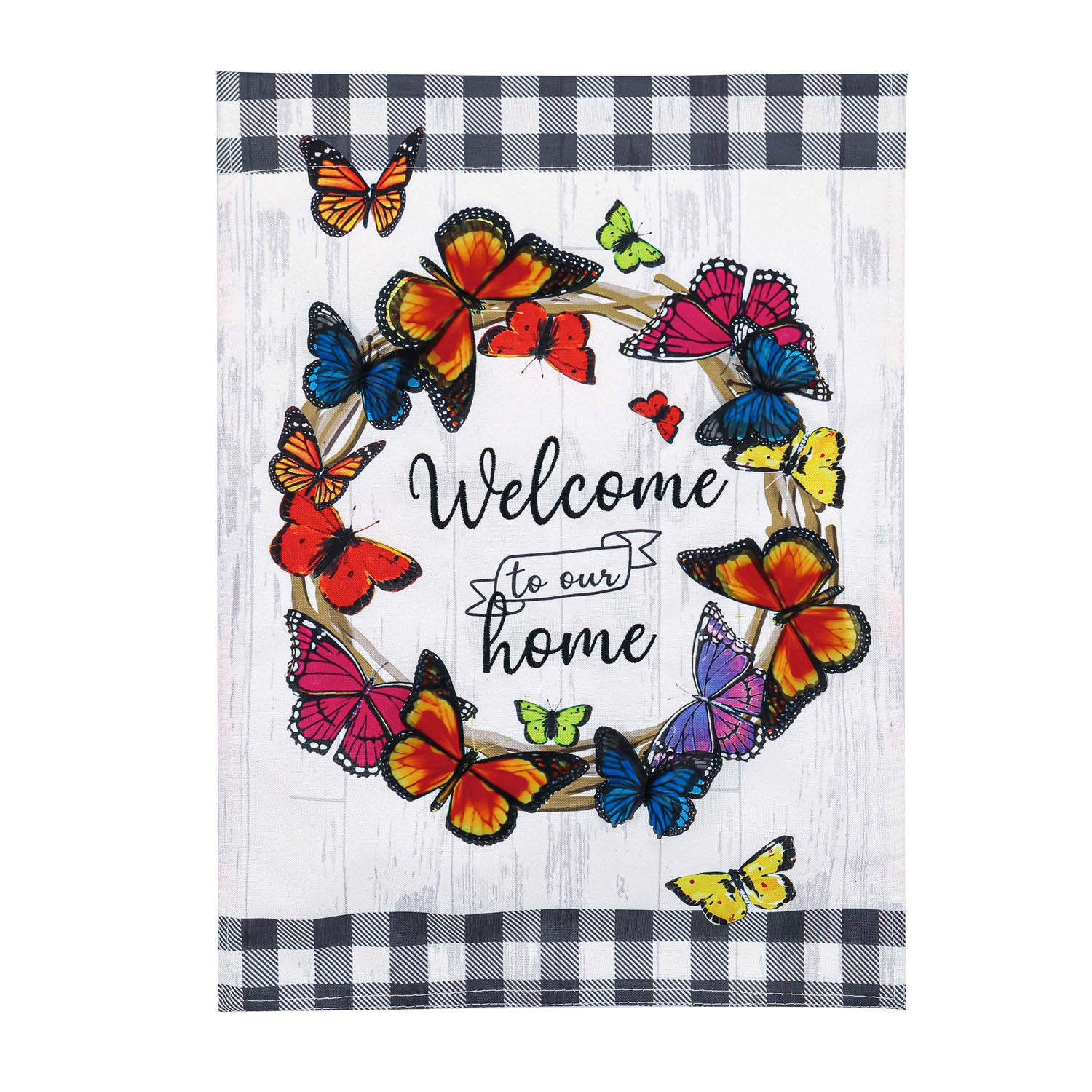 Butterfly Wreath Garden Flag