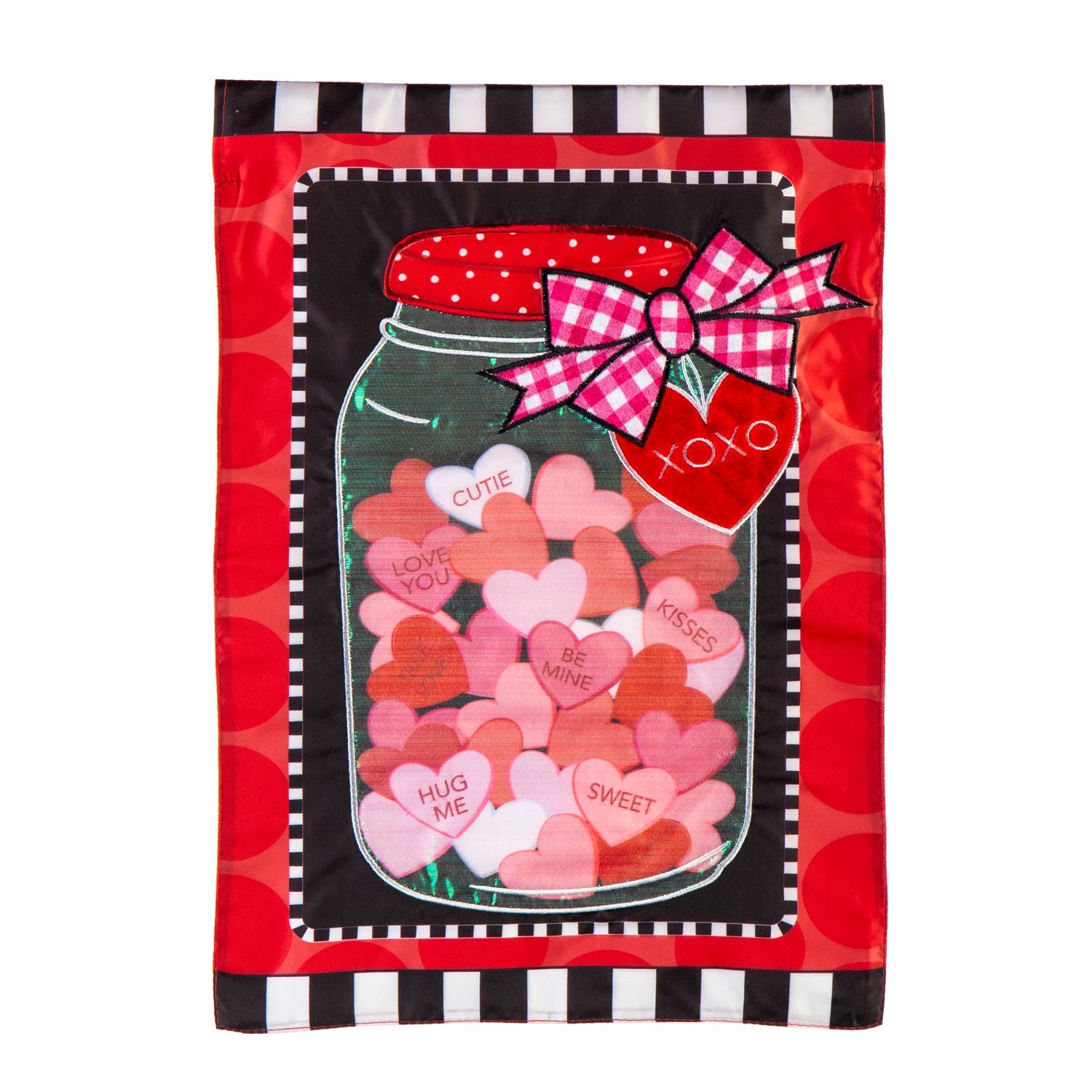 Mason Jar Hearts Garden Flag