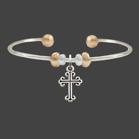 Ornate Cross Charm Cuff