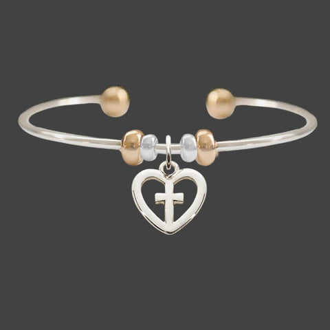 Cutout Heart Charm Cuff