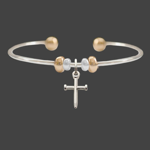 Nail Cross Charm Cuff