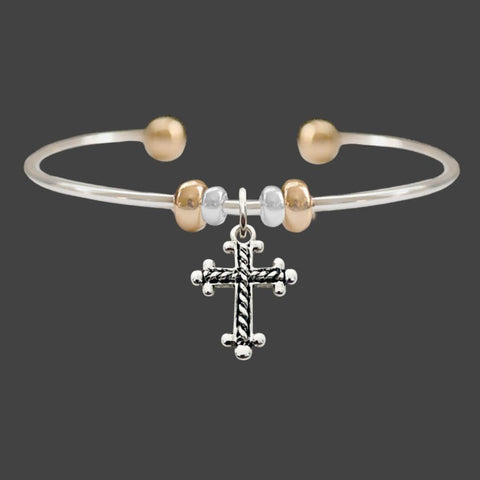 Braided Cross Charm Cuff