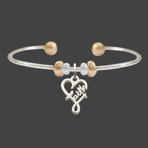 Faith Heart Charm Cuff