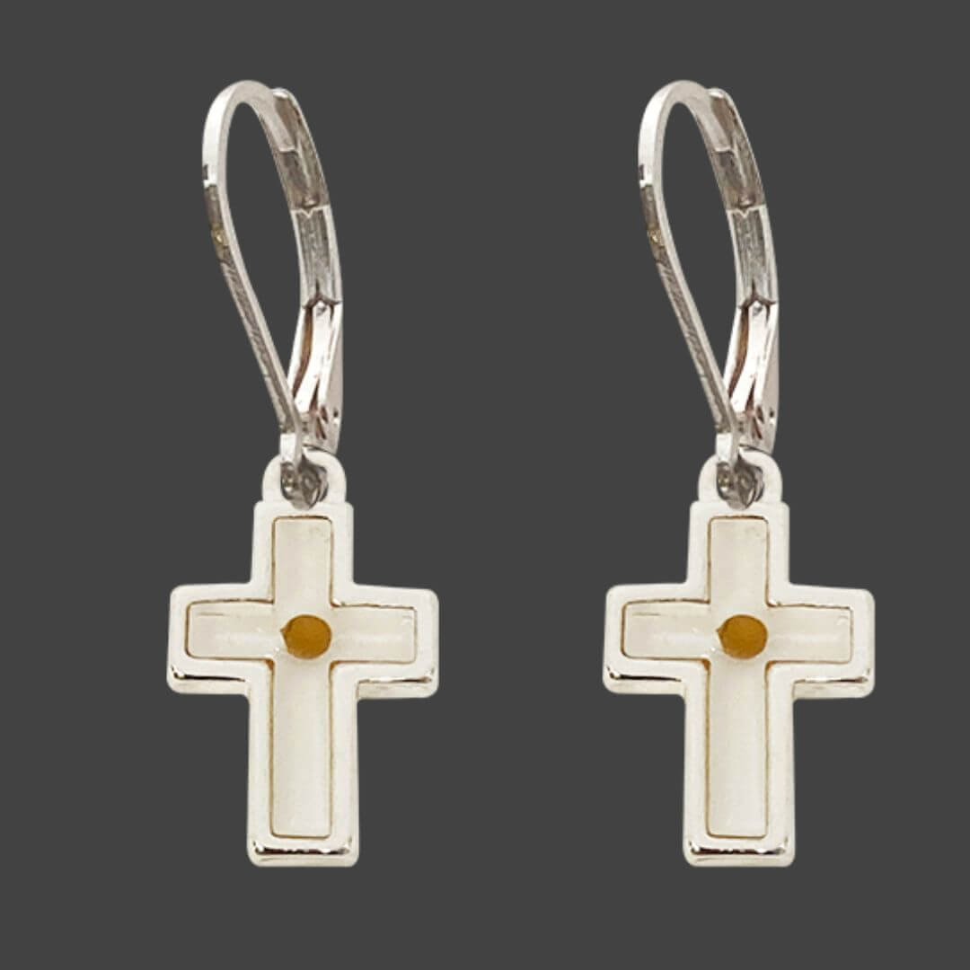 Cross Shaped Mustard Seed Earri