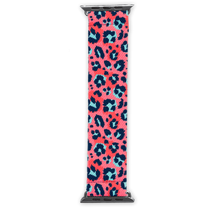 Coral Leopard Cloth Watch Band