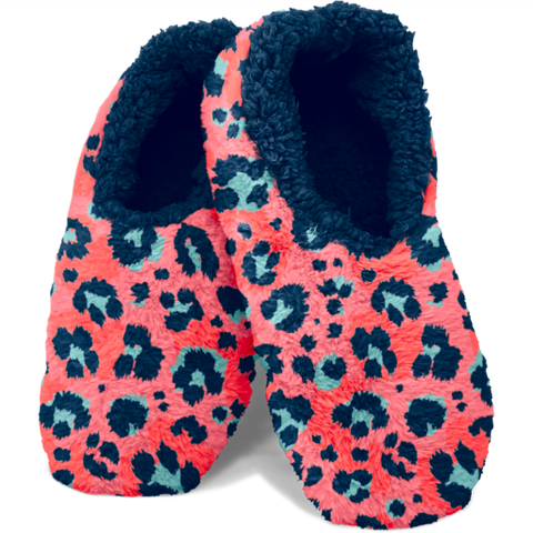 Coral Leopard Fuzzy Slippers
