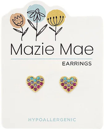 Multicolor Heart Stud Earrings