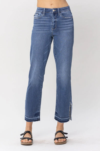 HiWaist Fray Slit Straight Jean