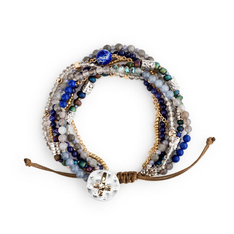 Indigo Beaded Prayer Bracelet